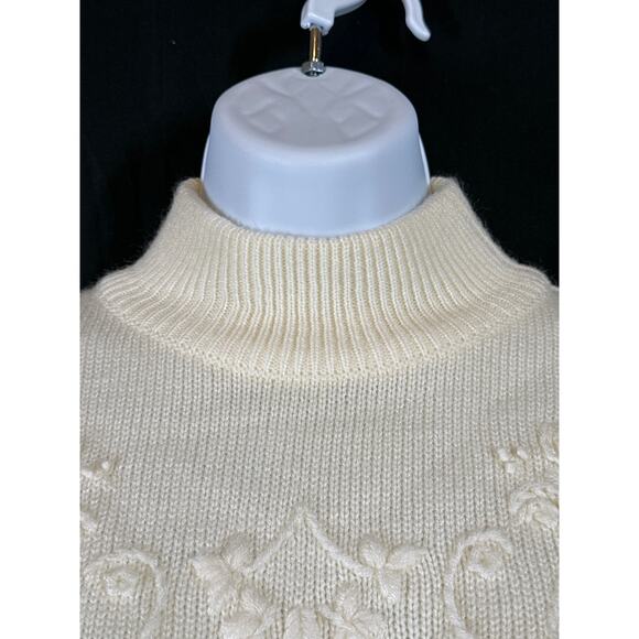 CHINAWEAR USA VTG Sweater M Cream Cottagecore Quite Luxury Embroidered Mock Neck - Picture 8 of 15